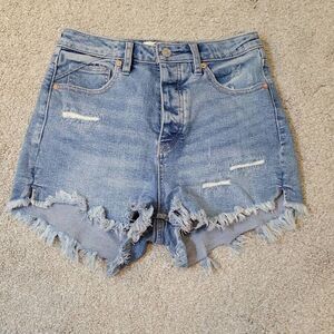 We The Free Free People Jean Shorts Women's 26 Mid Rise Blue Distressed